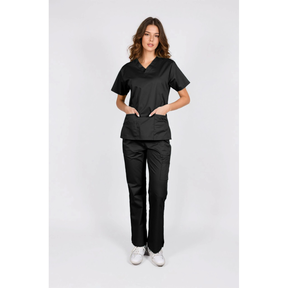 Scrub Top Ultra Flex Soft Touch Blossom Front Black