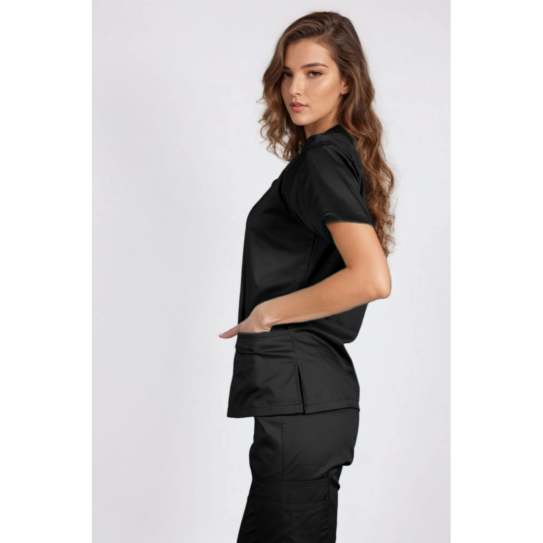 Scrub Top Ultra Flex Soft Touch Blossom Side Black