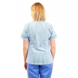 T03 Light Blue Pinstripe - Nurses Tunic Sweetheart Neckline T03