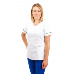 T04 White - Nurses Uniform Fitted Scrub Round Neck T04
