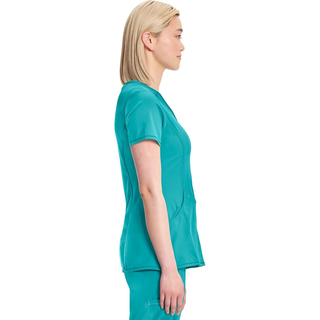 4-Way Stretch Infinity 4-Pocket Knit Panel Mock Wrap ScrubTop - CHEROKEE CKE2625A