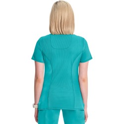 4-Way Stretch Infinity 4-Pocket Knit Panel Mock Wrap ScrubTop - CHEROKEE CKE2625A