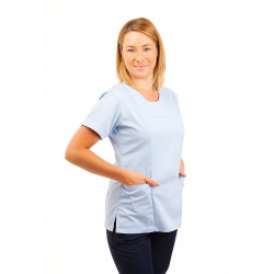 T04 Sky Blue - Nurses Uniform Fitted Scrub Round Neck T04