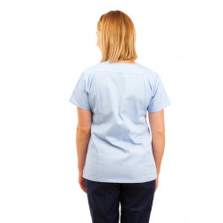 T04 Sky Blue - Nurses Uniform Fitted Scrub Round Neck T04