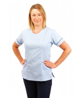 T04 Sky Blue - Nurses Uniform Fitted Scrub Round Neck T04
