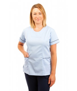 T04 Sky Blue - Nurses Uniform Fitted Scrub Round Neck T04