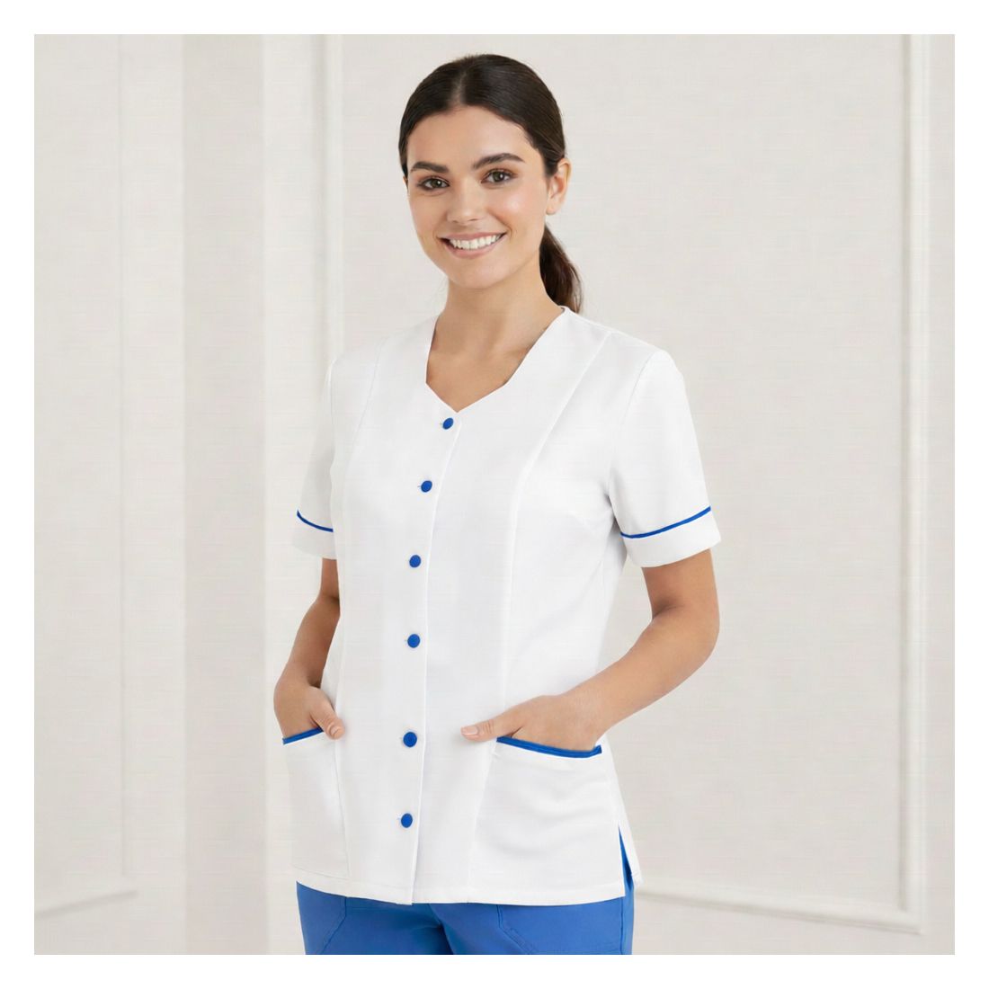 Beaumont Hospital Uniform with sweetheart Neckline and Trim - MEDCO T03