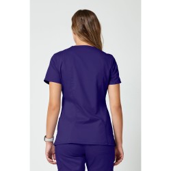 2-Way-Stretch Revolution Shaped 3-Pocket Mock Wrap Scrub Top- CHEROKEE WWE610 Grape