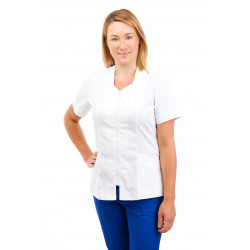 White - Nursing Ladies Tunic Sweetheart Neckline with Zip T06 T06