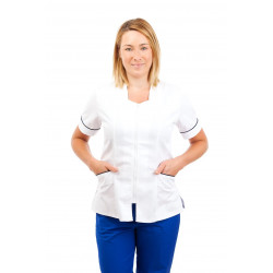 White - Nursing Ladies Tunic Sweetheart Neckline with Zip T06 T06