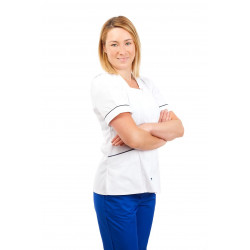 White - Nursing Ladies Tunic Sweetheart Neckline with Zip T06 T06