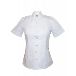 White - Nurses Top Mandarin Collar cut away front T09 T09