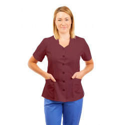 T03 Nurses Tunic Sweetheart Neckline Wine T03-WIN