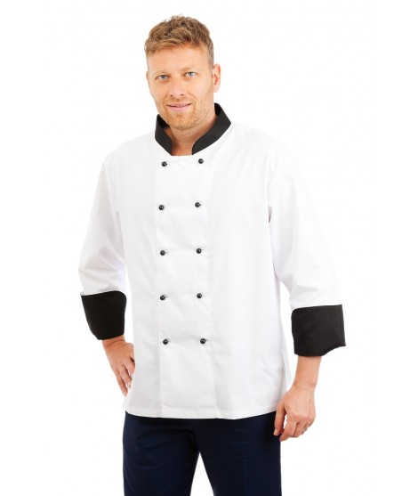 CH01 : Chefs Jacket Long Sleeve Black Trim CH01