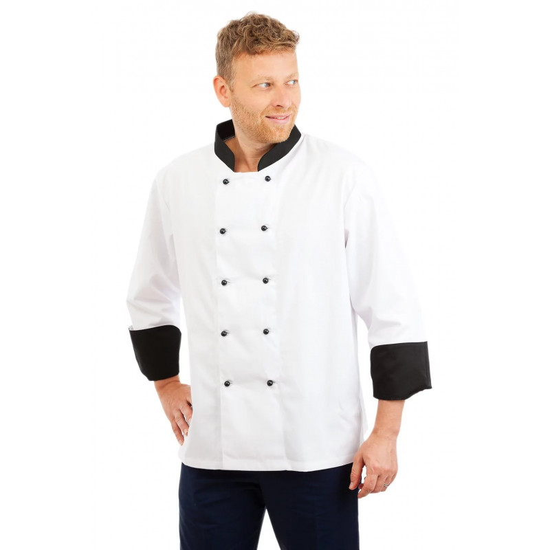 CH01 : Chefs Jacket Long Sleeve Black Trim CH01