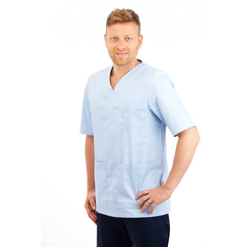 T21 Sky Blue - Nursing Uniforms Top V Neck Male T21