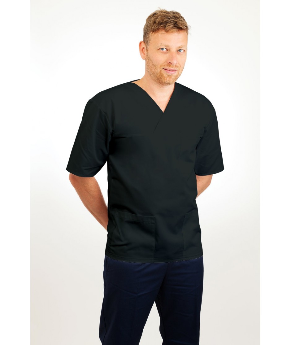 T21 Nursing Uniforms Top V Neck Male Black T21-BLA