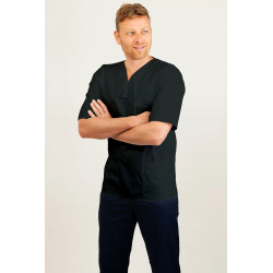 T21 Nursing Uniforms Top V Neck Male Black T21-BLA