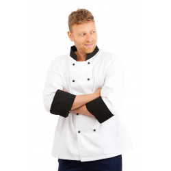 CH01 : Chefs Jacket Long Sleeve Black Trim CH01