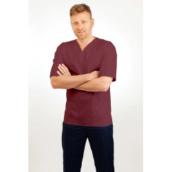 T21 Nursing Uniforms Top V Neck Male Wine T21-WIN