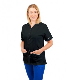 T01 Nurses Uniform Tunic Revere Collar Black T01-BLA