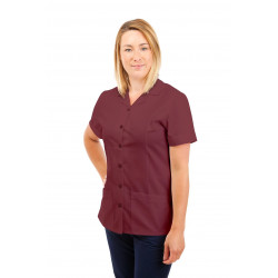 T01 Nurses Uniform Tunic Revere Collar Wine T01-WIN