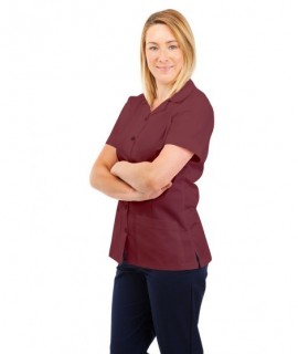 T01 Nurses Uniform Tunic Revere Collar Wine T01-WIN