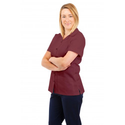 T01 Nurses Uniform Tunic Revere Collar Wine T01-WIN