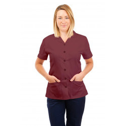 T01 Nurses Uniform Tunic Revere Collar Wine T01-WIN