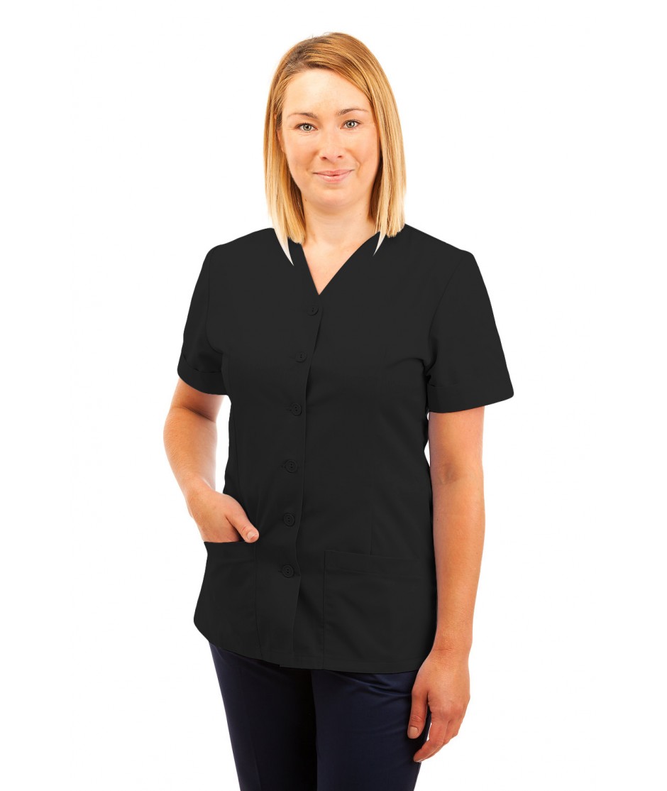 T02 Nurses Uniform V Neck Black T02-BLA