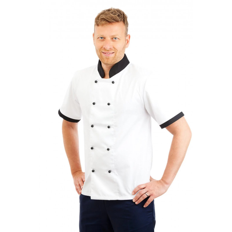 CH10 : Chefs Jacket Short Sleeve Black Trim CH10