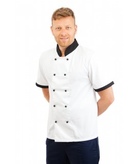 CH10 : Chefs Jacket Short Sleeve Black Trim CH10