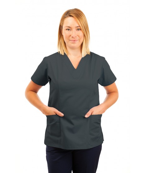 T05 Nursing Uniforms Fitted Scrub V Neck Grey T05-SIL