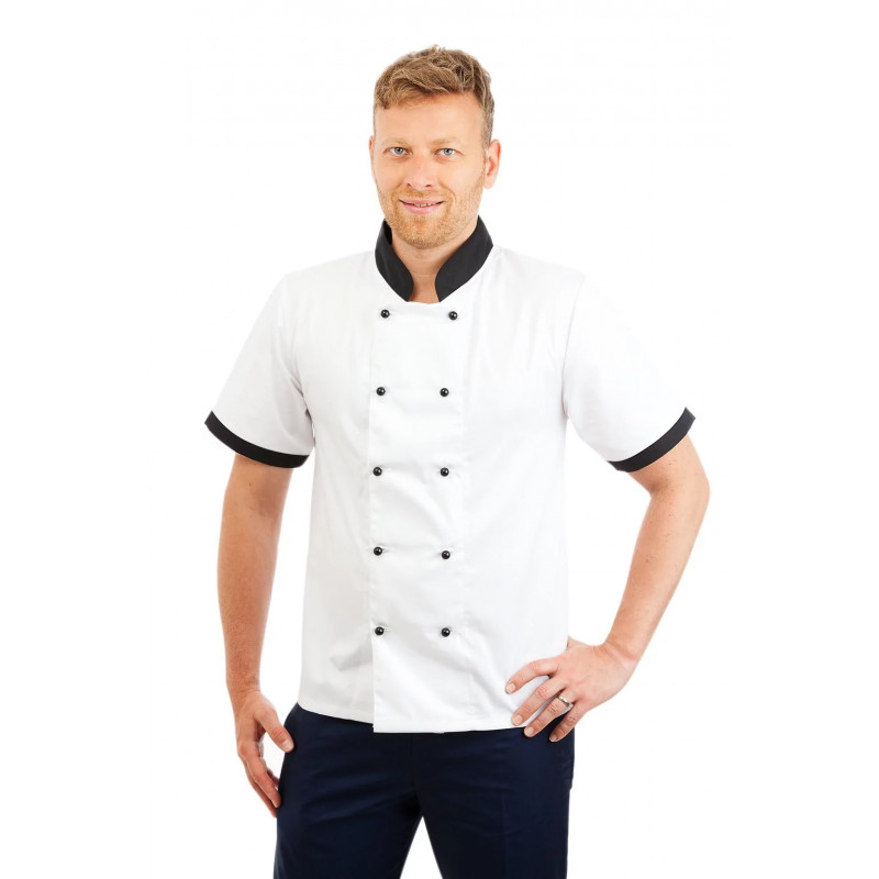 CH10 : Chefs Jacket Short Sleeve Black Trim CH10