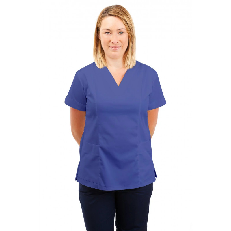 T05 Nursing Uniforms Fitted Scrub V Neck Metro Blue T05-MET