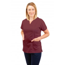 T05 Nursing Uniforms Fitted Scrub V Neck Wine T05-WIN