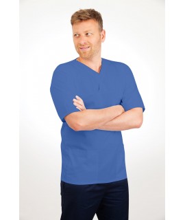 T21 Nursing Uniforms Top V Neck Male Hospital Blue T21-HBL