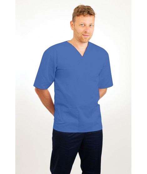 T21 Nursing Uniforms Top V Neck Male Hospital Blue T21-HBL