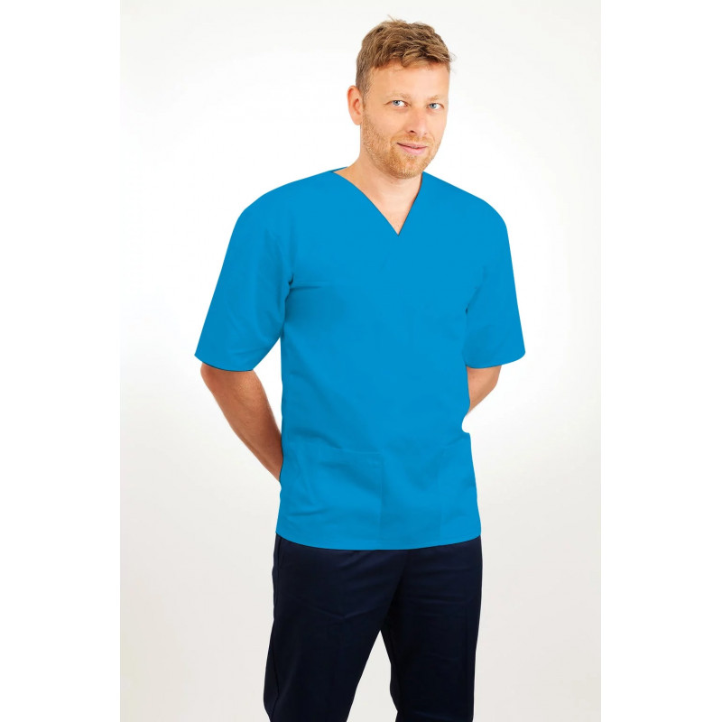 T21 Nursing Uniforms Top V Neck Male Kingfisher T21-KI