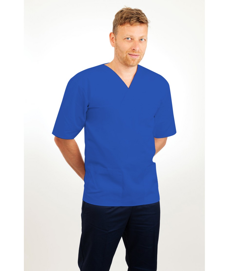 T21 Nursing Uniforms Top V Neck Male Mid Blue T21-BMB