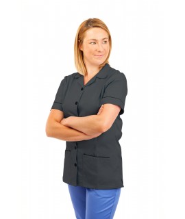 T01 Nurses Uniform Tunic Revere Collar Grey T01-SIL