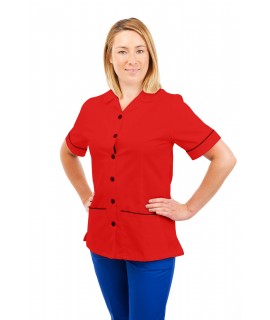T01 Nurses Uniform Tunic Revere Collar Red T01-RED