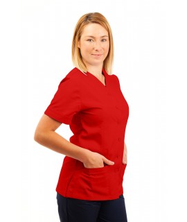 T02 Nurses Uniform V Neck Red T02-RED
