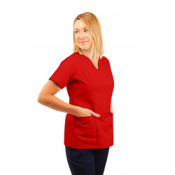 T05 Nursing Uniforms Fitted Scrub V Neck Red T05-RED