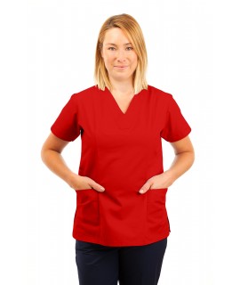 T05 Nursing Uniforms Fitted Scrub V Neck Red T05-RED