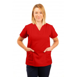 T05 Nursing Uniforms Fitted Scrub V Neck Red T05-RED