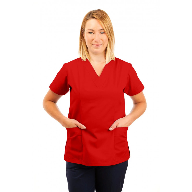T05 Nursing Uniforms Fitted Scrub V Neck Red T05-RED