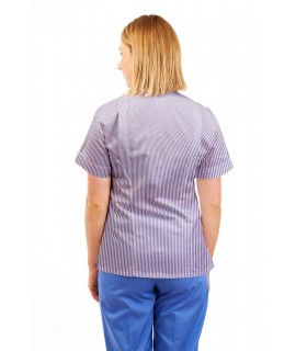 T03 Lilac and White Pinstripe - Nurses Tunic Sweetheart Neckline T03