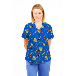 T03 Nurses Tunic Sweetheart Neckline Fun Bug Blue T03-FBB