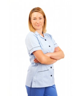 T01 Sky Blue - Nurses Uniform Tunic Revere Collar T01